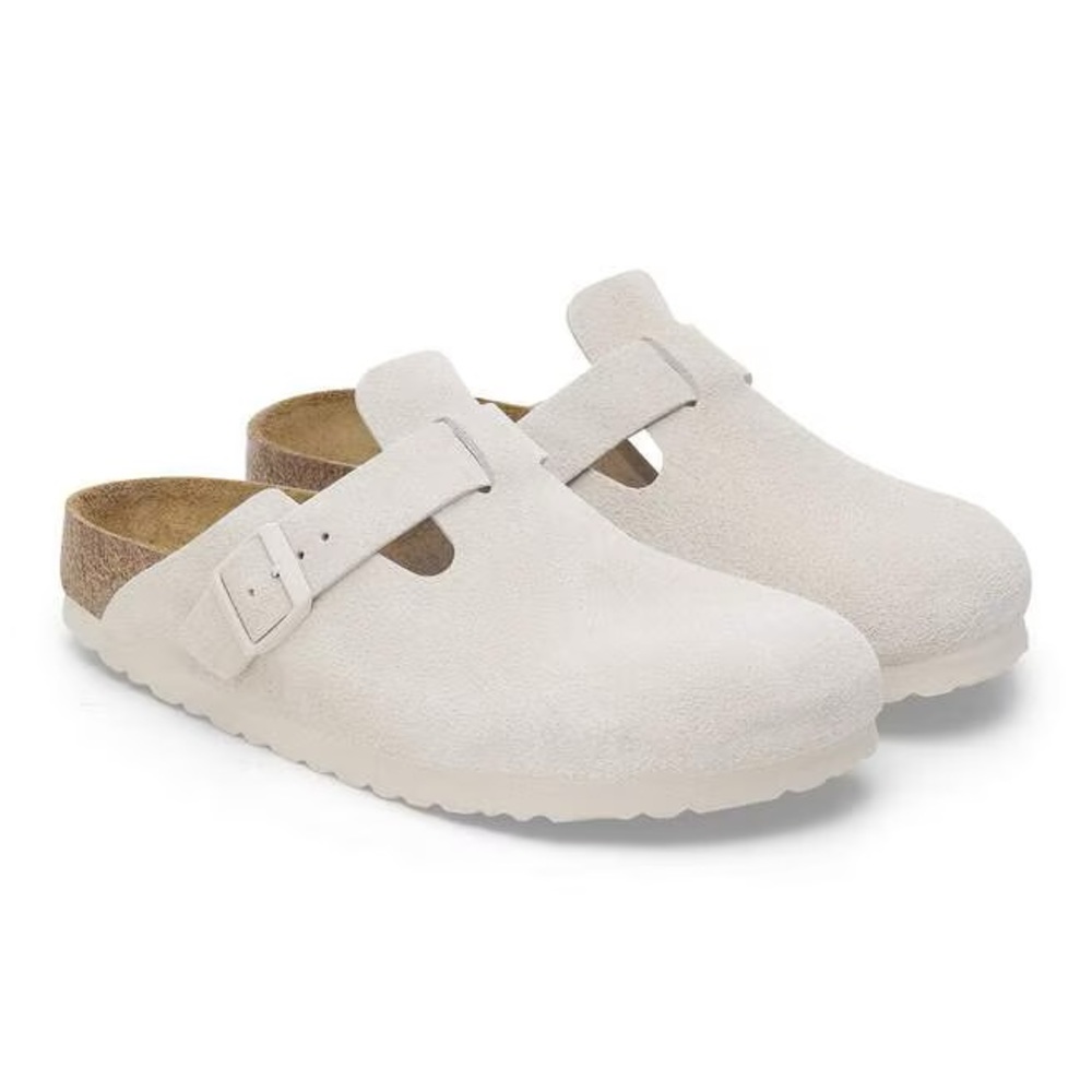 Birkenstock Cream Suede Clogs
